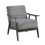 Casual Transitional Accent Chair 1pc Gray Velvet Upholstery Solid Wood Frame Living Room Furniture B011P264608