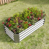 ZNTS Metal Raised Garden Bed, Rectangle Raised Planter 4×2×1ft for Flowers Plants, Vegetables Herb Silver 12226437