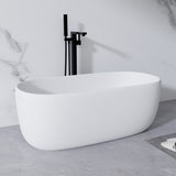 51'' Freestanding Bathtub Resin Stone Soaking Bathtub Solid Surface Modern Tubs with Overflow and W2753P191225