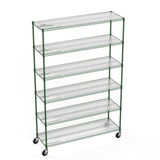 ZNTS 6 Tier Wire Shelving Unit, 6000 LBS NSF Height Adjustable Metal Garage Storage Shelves with Wheels, W1550125994