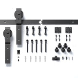 ZNTS 60" Bi-Folding Sliding Barn Door Hardware Kit for 2 Doors,Smoothly&Quietly,Black Track J Shape 80281115