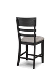 2pc Black/Gray Counter Height Chair Upholstered Seat Ladder Back Wooden Dining Room Furniture B011P261223