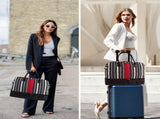 Canvas Weekender Bag, Overnight Travel Carry On Duffel with Shoe Pouch and Toiletry Bag-Stripes 71207377