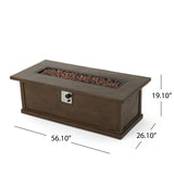 56'' Rectangular Outdoor MGO 50,000 BTU Propane Fire Pit, Brown Wood Pattern 57570.00BRN-50K