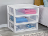 (2 pack) Wide 3 Drawer Tower, Plastic Storage Organizer with Removable Clear Bins, Easy to Assemble 25076497
