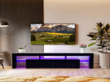 70.8 Inch Black TV Stand with RGB 16-Color LED Lights and USB Port - 2 Drawers Media Console, UV 02338459