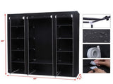 69 Inch Black Portable Clothes Closet, Non-Woven Fabric Storage Wardrobe with 12 Shelves & Hanging 69924600