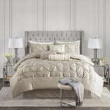 7 Piece Tufted Comforter Set Taupe Cal King B03596868