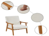 Solid Wood Armrest Teddy Velvet Simple Single Indoor Lounge Chair Backrest Creamy-White 76732988