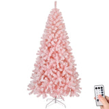 ZNTS 8 FT Pre-lit Snow Flocked Christmas Tree, Artificial Hinged Xmas Pine Tree with 1250 Branch Tips, 39578749