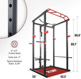 ZNTS 100lb Home Gym sets Multi-functional Power Cage,Home Adjustable Pullup Squat Rack 1000Lbs Capacity 79733446