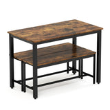 ZNTS Dining Table Set, Bar Table with 2 Dining Benches, Table Counter with Chairs, Industrial for W1668P143137