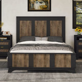 Farmhouse Wooden Platform Full Size Bed, Modern Platform Bed with Wooden Strip Decoration, Plywood WF530905AAB