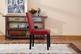 Urban Style Solid Wood Leatherette Padded Parson Chair, Red, Set of 2 T2574P164534