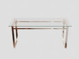 51" Modern Minimalist Rectangular Glass Dining Table for 4-6 with 0.31" Tempered Glass Tabletop and W3732P369039