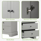 Storage Cabinet with 2 Doors and 4 Drawers for Bathroom, Office, Adjustable Shelf, MDF Board with WF302825AAE