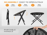 18 inch Folding Side Table, Metal Steel Outdoor Round Coffee Table with Flower Cutouts for 23715014
