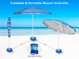 8 Ft Beach Umbrella With UV Protection 16-Ribbed Windproof Frame 67702970