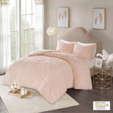 3-Piece Tufted Cotton Chenille Medallion Comforter Set Blush King/Cal King B03597076