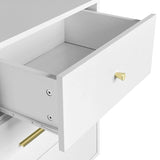 Seven Drawers Large Chest of Drawer Cabinet with Golden Handle and Golden Legs White Color W2139P143414