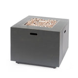 33" Outdoor Iron Square Propane Fire Pit, Tank Inside, Brushed Brown - 50,000 BTU 62837.00BRN-50K