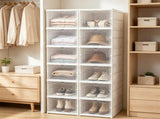 6-Tier Folding Shoe Storage Box, Tool-Free Assembly Transparent Shoe Organizer with Magnetic Door, 11153924