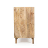 TREXM Wood Accent Cabinet with Storage, Rustic Mango Wood Storage Cabinet with Fluted Design and N715P224944N