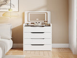 (60cm)3 in 1 Vanity Desk with Plip Top Mirror,Small Make Up Vanity Set with Visible Glass W2641P192314