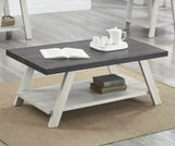 ZNTS Athens Contemporary Two-Tone Wood Shelf Coffee Table in Weathered Charcoal and Beige T2574P164647