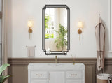 24*36 Ines Modern Vanity Mirror with Multi-functional Shelf, Large bathroom Mirror, Black Frame W708P421807