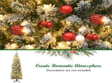 7.5ft Snow Flocked Pencil Christmas Tree - 641 Branch Tips, 350 Warm LED Lights, PVCMetal 44605687