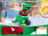 6FT Inflatable Christmas Dinosaur Santa Hat/Vest Gift Boxes, Bright LED Lights, Waterproof 30198205