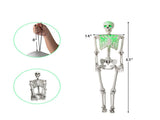 5.5ft Life-Size Pre-Lit Halloween Skeleton - Built-In Green LED Lights , Fully Poseable 34901388