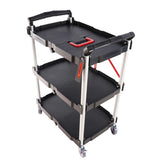 Folding service car with wheels, three-layer practical trolley, folding storage cart, suitable for W227P163437