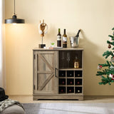 Wine Bar Cabinet for Liquor and Glasses, Farmhouse Coffee Bar, Cabinet with Wine Rack Barn Door W1758P210362