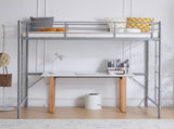 Twin Size Metal Loft Bed with Safety Guardrails & 2 Built-in Ladders, Loft Bunk Bed Frame for Teens 37867225