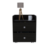 Nightstand 22"H, Two Drawers, Superior Top, Metal Handle, Black B097133085