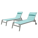 Outdoor Patio Chaise Lounge Set of 3, Aluminum Pool Lounge Chairs with and Wheels, Textilene Padded W1859P172280