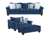 Camero Fabric Pillowback 3-Piece Sofa Set, Navy Blue T2574P195790