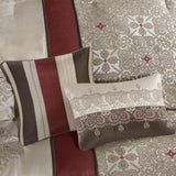 Queen 7 Piece Jacquard Comforter Set with Throw Pillows B03597220