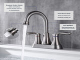 2-Handle 4-Inch Brushed Nickel Bathroom Faucet, Bathroom Vanity Sink Faucets with Pop-up Drain and 10185428