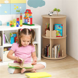 2-Tier Kids Rotating Bookshelf - 360&deg Display for Books/Toys, Bear Baffles Child-Friendly Height, 59781382