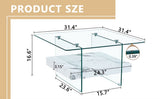 31.4 Inch Modern Two-Tier Square Coffee Table - An Elegant Combination of Clear Glass and White W1151P232657