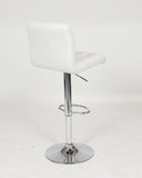 Swivel Faux Leather Adjustable Hydraulic Bar Stool, Set of 2, White T2574P164843