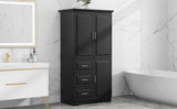 ZNTS Tall and Wide Storage Cabinet with Doors for Bathroom/Office, Three Drawers, Black WF299285AAB