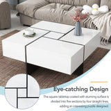 ZNTS ON-TREND Unique Design Coffee Table with 4 Hidden Storage Compartments, Square Cocktail Table with WF305182AAK