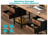 55 Inch Computer Desk with 4 Drawers, Office Desk with Mesh Shelf, Gaming Desk, Writing Work Desk , 34483803