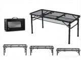 3FT Rectangular Outdoor Folding Table, 40cm Width, Aluminum Frame, 3-Fold Iron Mesh Tabletop, 3 86171384