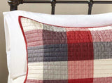 6 Piece Printed Herringbone Quilt Set with Throw Pillows Red Full/Queen B03597496