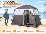 2-Person Pop Up Changing Tent, Dark Brown Portable Outdoor Shower Tent with 2 Rooms 2 Doors, Instant 29697306
